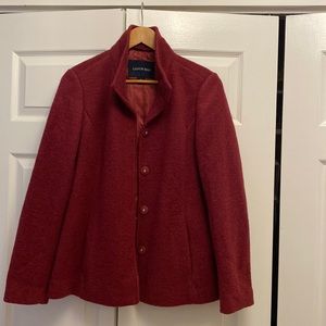Land’s End NWOT burgundy wool pea coat size 10